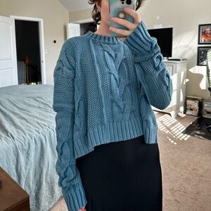 Free People Navy Cable Knit Sweater